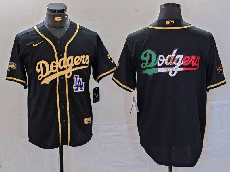 Men Los Angeles Dodgers Blank Black gold Fashion Nike Game MLB Jersey style 7065